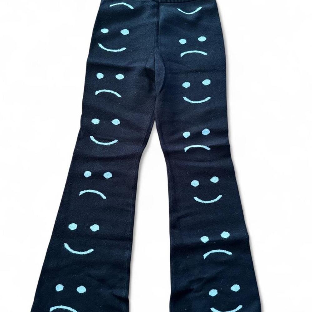 Lazy Oaf Black smiley face sad face pants